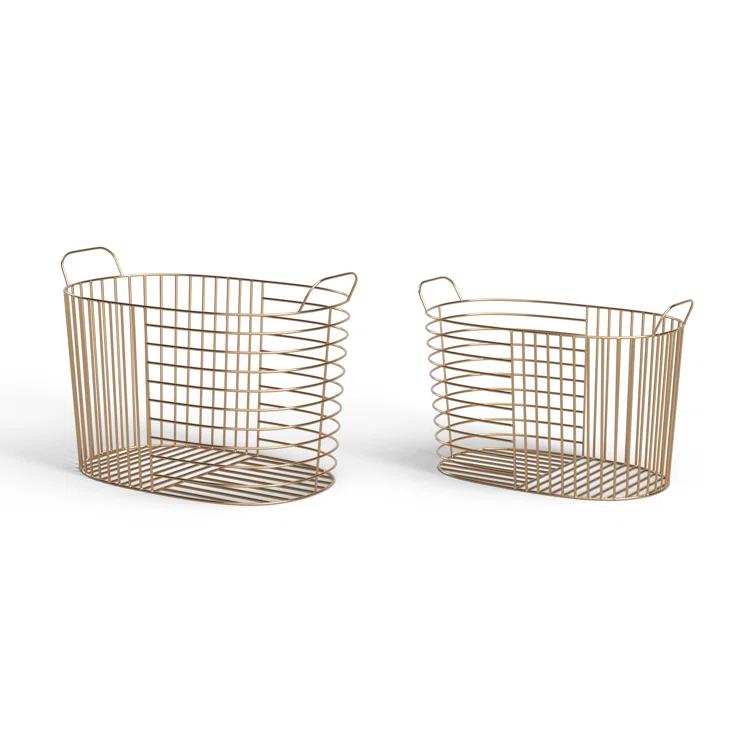Abbie Metal Basket With Handles - Set of 2