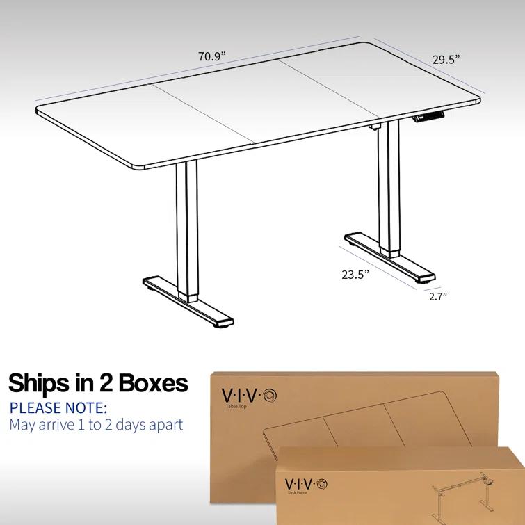 VIVO Single Motor Electric Desk with Push Button Memory Controller