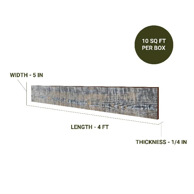Thermo-Treated 1/4 in. x 5 in. x 4 ft. Barn Wood Wall Planks (10 sq. ft. 6-Pack)