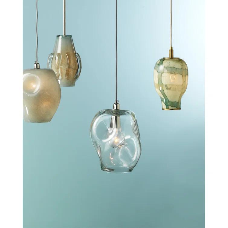 Jamie Young Co Large Coastal Dimpled Glass Pendant in Clear/Silver