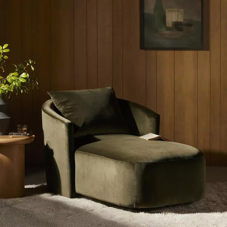 Surrey Olive Green Cotton and Polyester Swivel Chaise Lounge