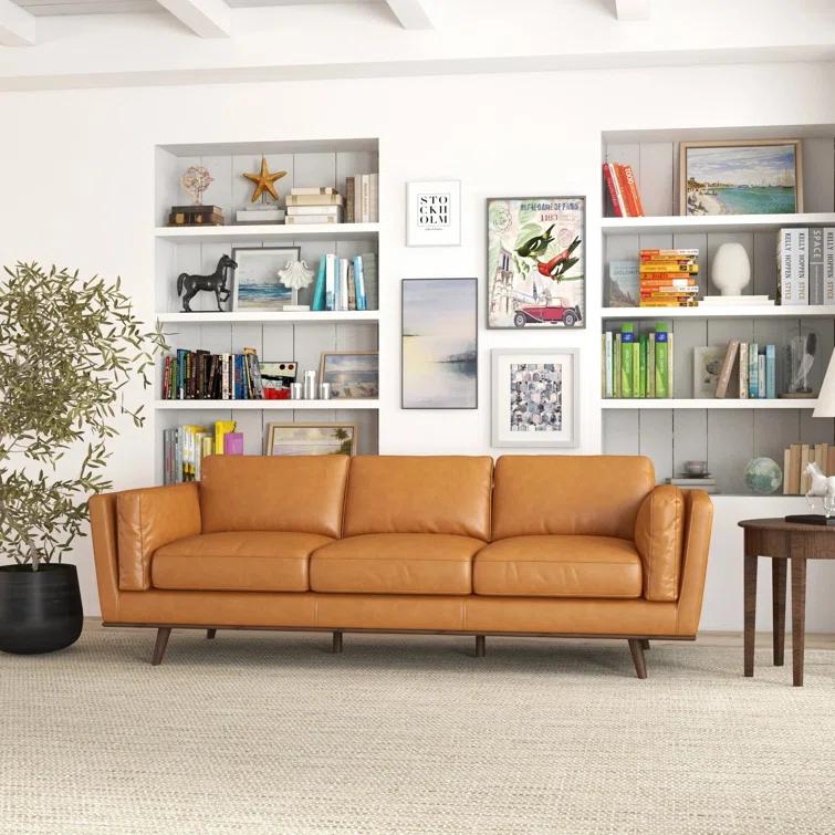 Rosanella 89'' Genuine Leather Sofa
