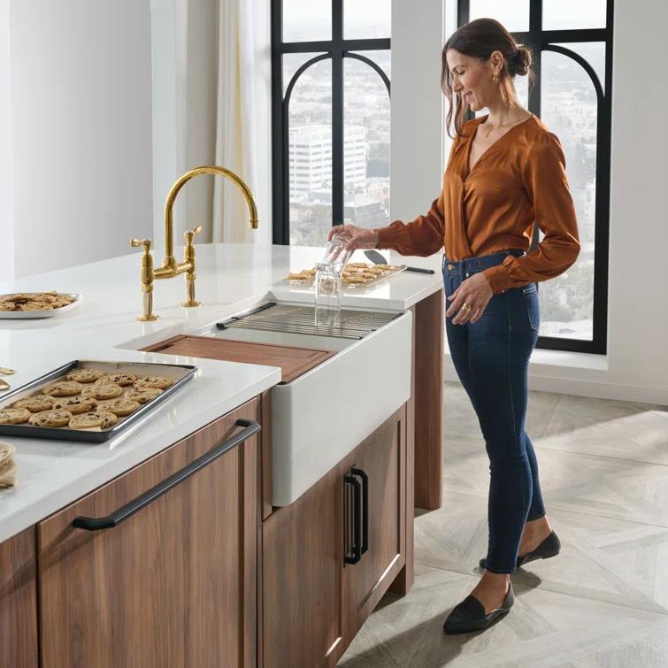 Ruvati 33 inch Fireclay Workstation Farmhouse Kitchen Sink Apron Front Single Bowl