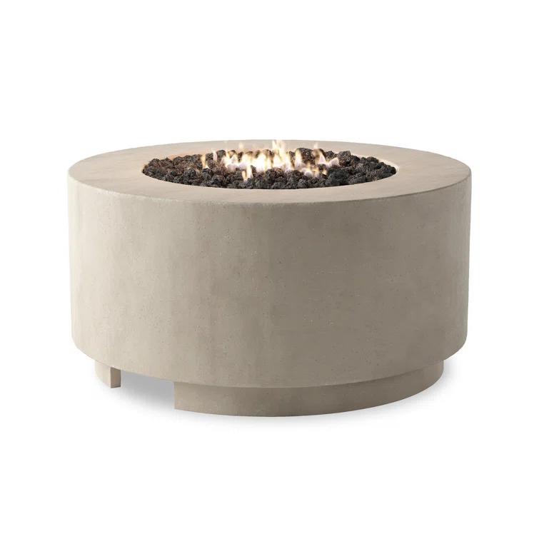Damian Pewter Concrete Gas Fire Pit Table