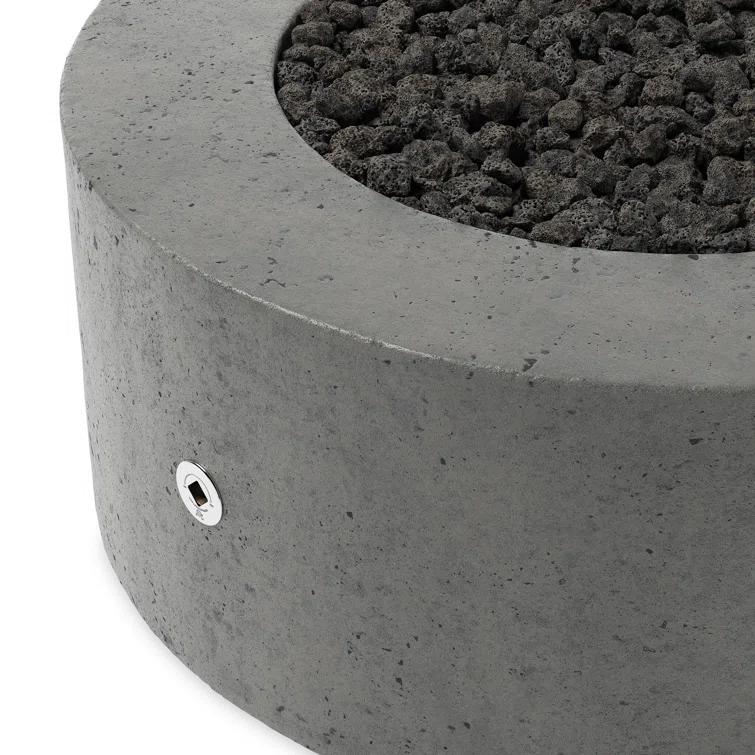 Damian Pewter Concrete Gas Fire Pit Table