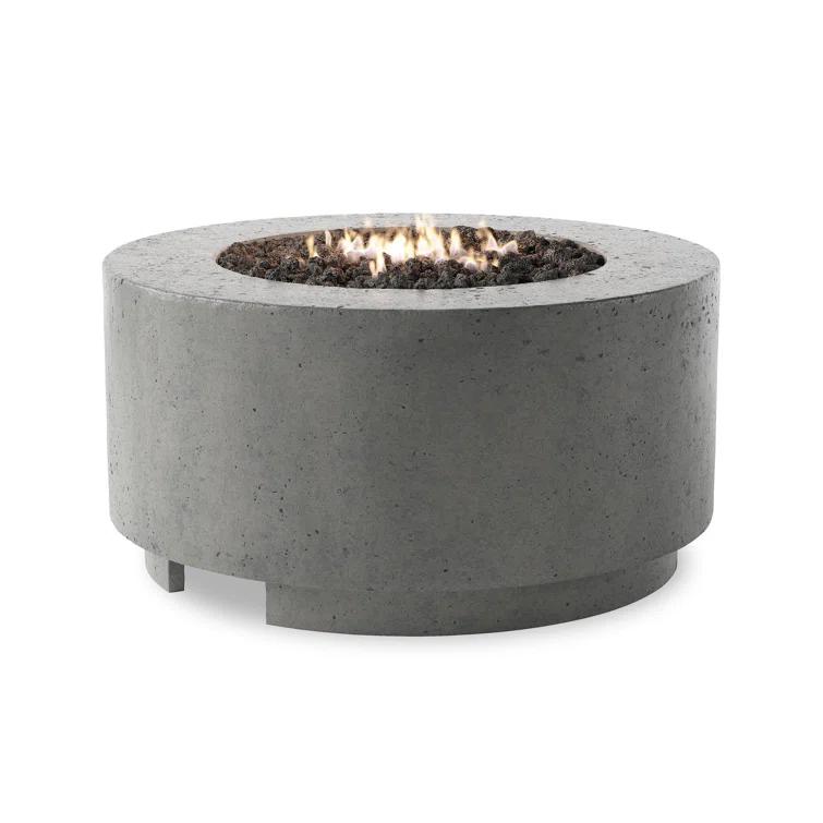 Damian Pewter Concrete Gas Fire Pit Table