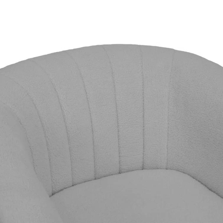 Latitude Run® Swivel Mid-Century Modern Accent Tub Chair with Faux Shearing Upholstery and Hidden Base