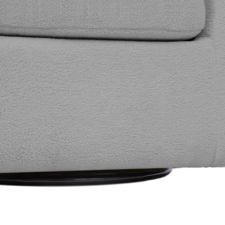 Latitude Run® Swivel Mid-Century Modern Accent Tub Chair with Faux Shearing Upholstery and Hidden Base