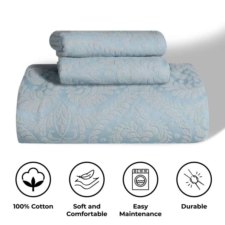 Aspen Floral Scalloped Edge Cotton Blend Coverlet / Bedspread Set