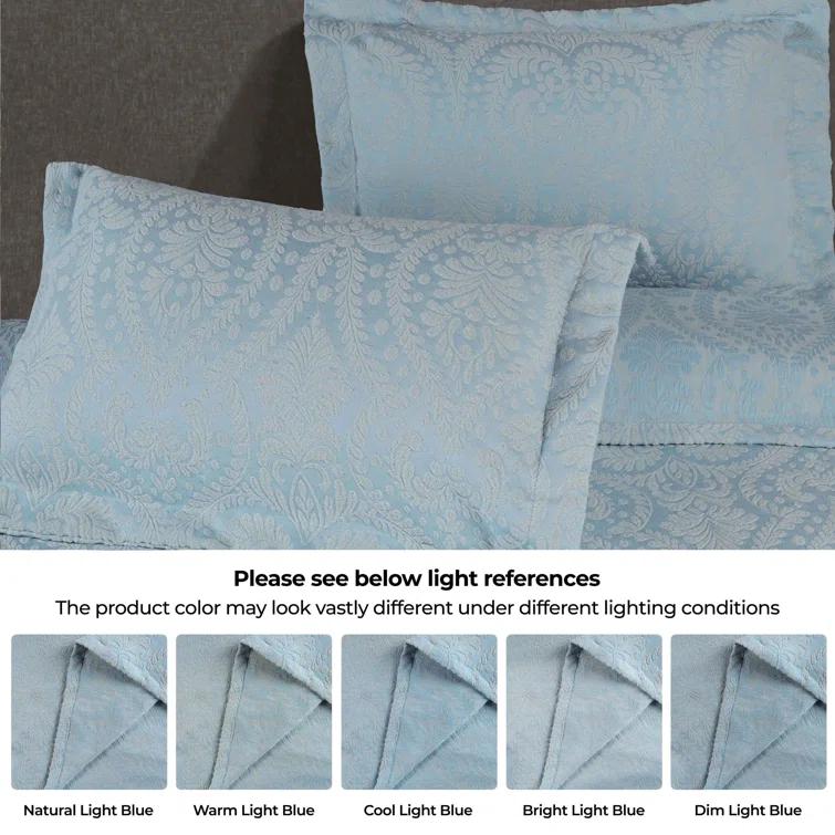 Aspen Floral Scalloped Edge Cotton Blend Coverlet / Bedspread Set