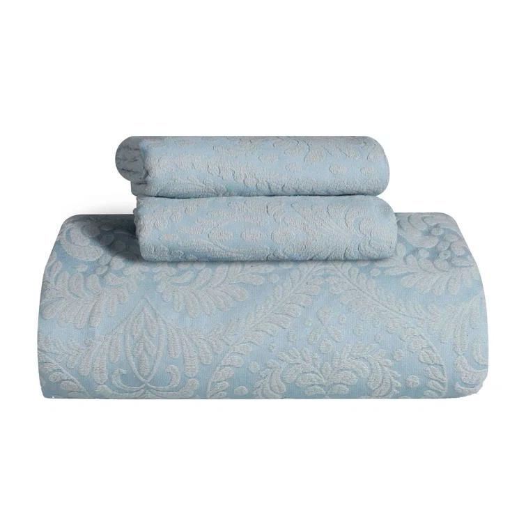 Aspen Floral Scalloped Edge Cotton Blend Coverlet / Bedspread Set