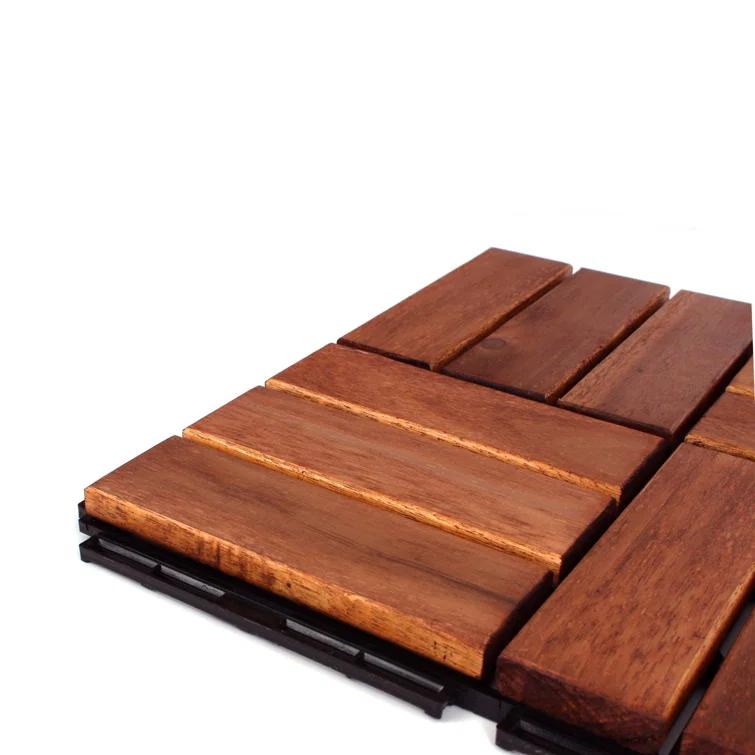 3rd Street Inn 12" x 12" Wood Interlocking Deck Tile (Set of 20)