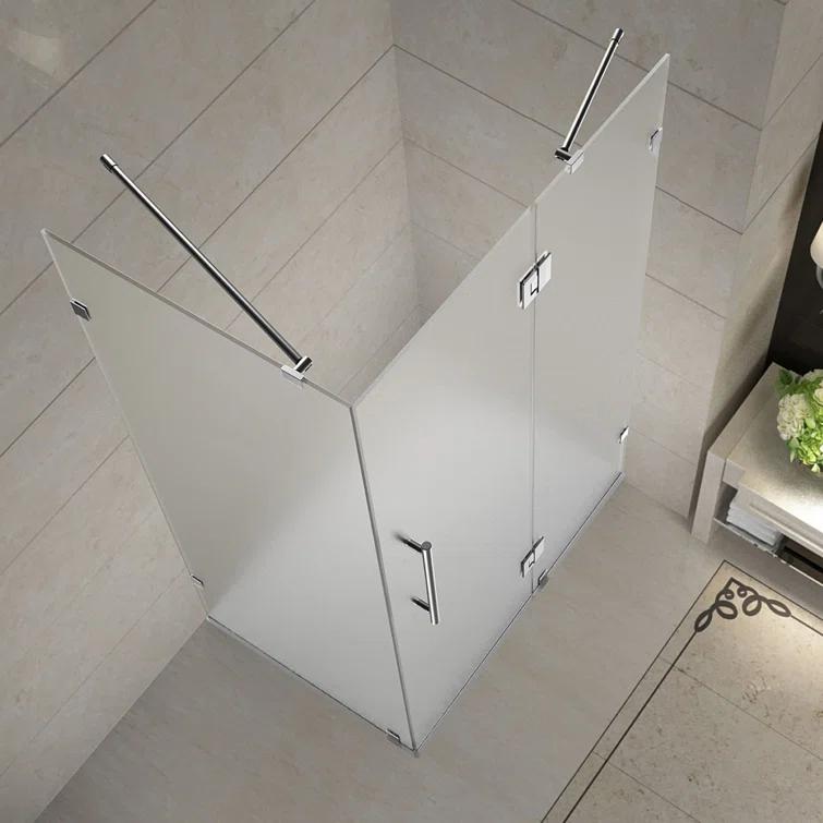 Avalux 42 in. W x 34 in. D x 72 in. H Frameless Shower Enclosure, Frosted Glass