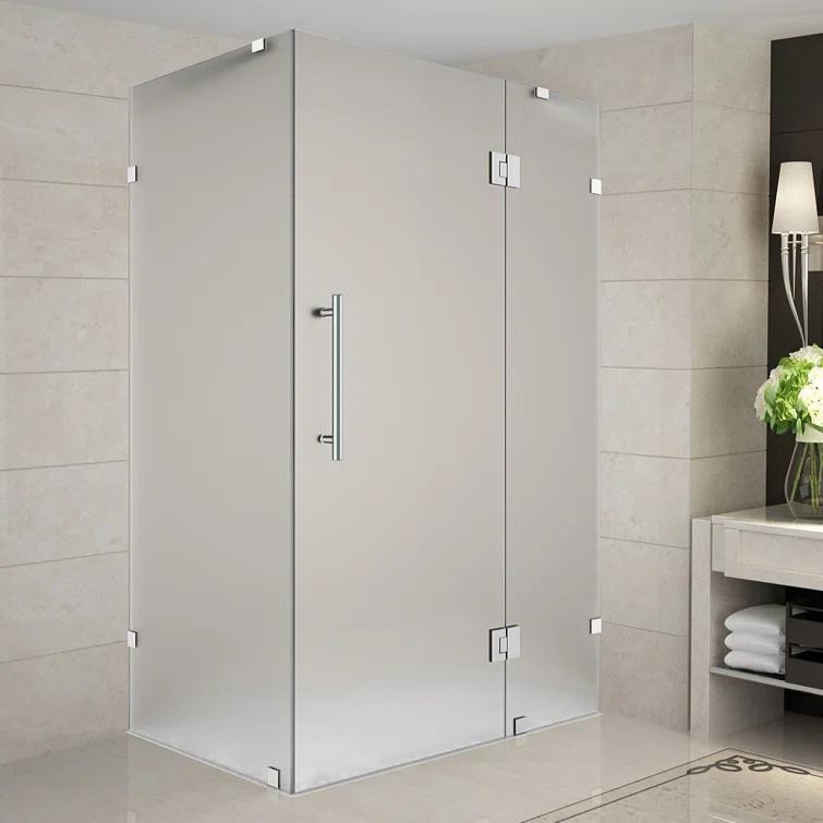 Avalux 42 in. W x 34 in. D x 72 in. H Frameless Shower Enclosure, Frosted Glass