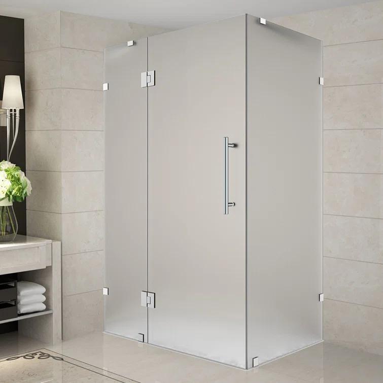Avalux 42 in. W x 34 in. D x 72 in. H Frameless Shower Enclosure, Frosted Glass