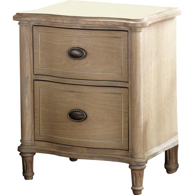 Devon Traditional Brown Wood 2-Drawer Nightstand