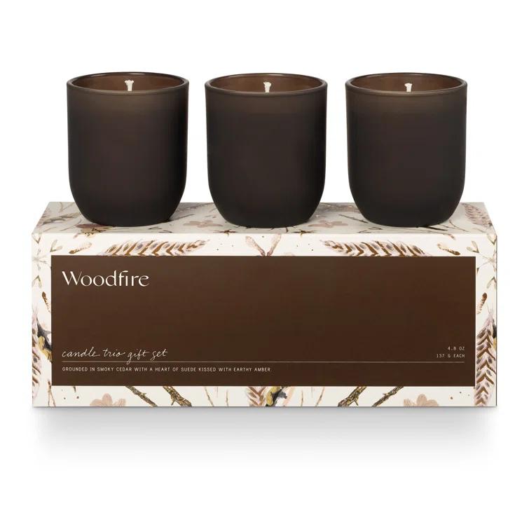 ILLUME Candle Trio Gift Set, Woodfire (Set of 3)