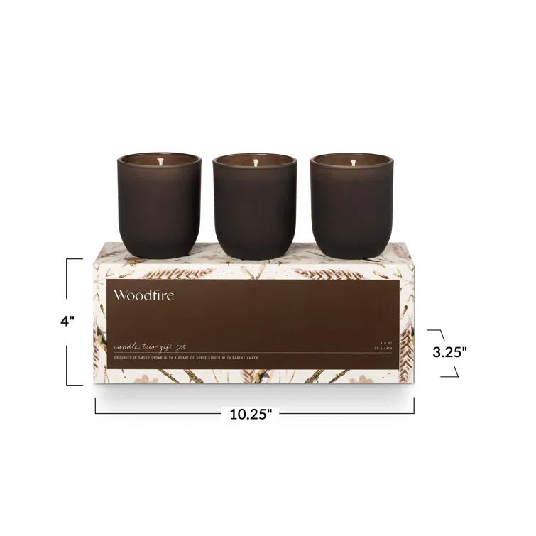 ILLUME Candle Trio Gift Set, Woodfire (Set of 3)