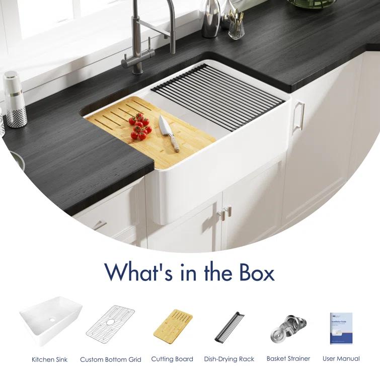 Yorkshire 30" L x 20" W Kitchen Sink Workstation With Cutting Board, Dish-drying Rack and Sink Grid