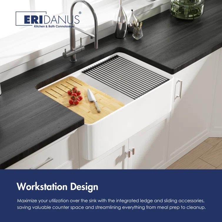 Yorkshire 30" L x 20" W Kitchen Sink Workstation With Cutting Board, Dish-drying Rack and Sink Grid