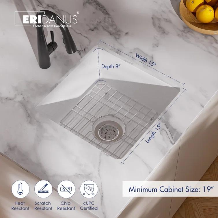 Oslo 18" W Square Dual Mount (Undermount/Drop-in) Bar/Prep Kitchen Sink