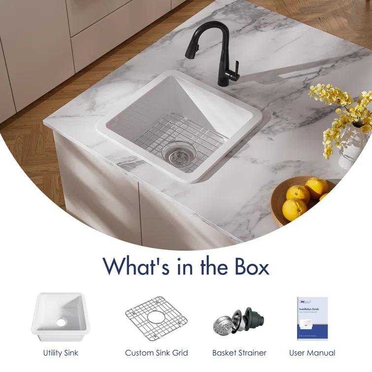 Oslo 18" W Square Dual Mount (Undermount/Drop-in) Bar/Prep Kitchen Sink