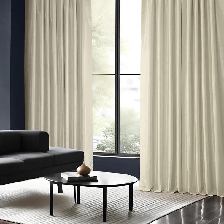Rayne Vintage Textured Faux Dupioni Silk Room Darkening Curtains Window Single Curtain Panel