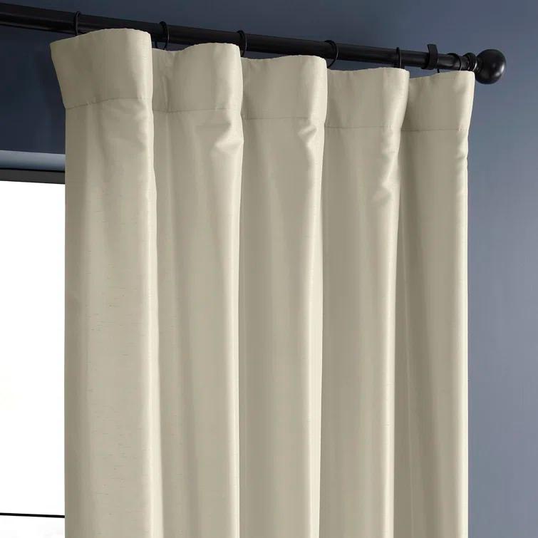 Rayne Vintage Textured Faux Dupioni Silk Room Darkening Curtains Window Single Curtain Panel