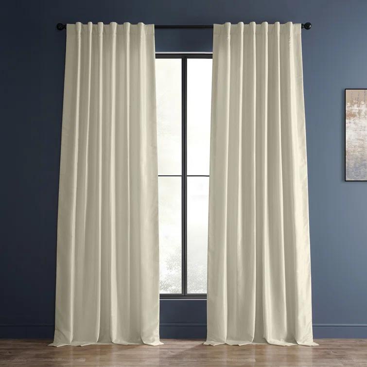 Rayne Vintage Textured Faux Dupioni Silk Room Darkening Curtains Window Single Curtain Panel