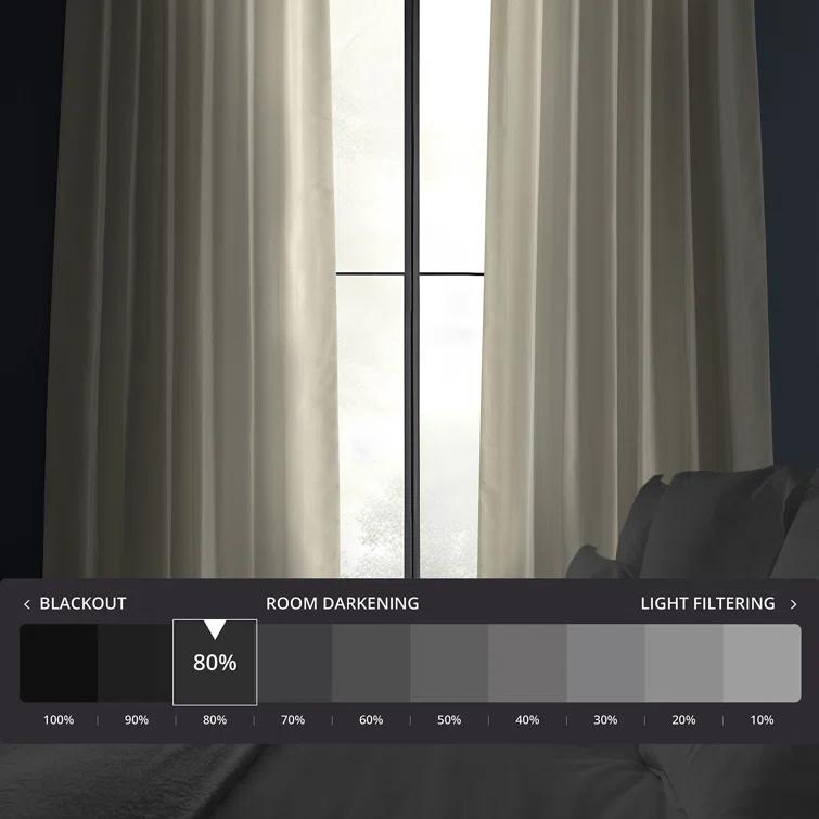 Rayne Vintage Textured Faux Dupioni Silk Room Darkening Curtains Window Single Curtain Panel