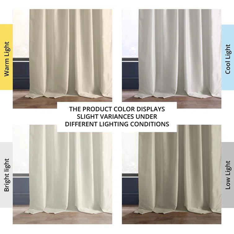 Rayne Vintage Textured Faux Dupioni Silk Room Darkening Curtains Window Single Curtain Panel