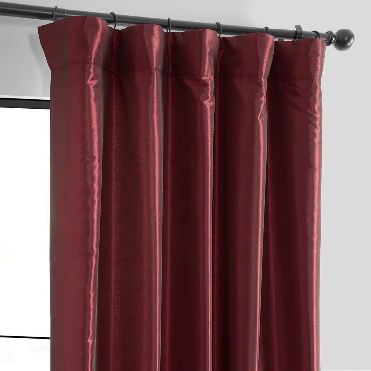 Rayne Vintage Textured Faux Dupioni Silk Room Darkening Curtains Window Single Curtain Panel