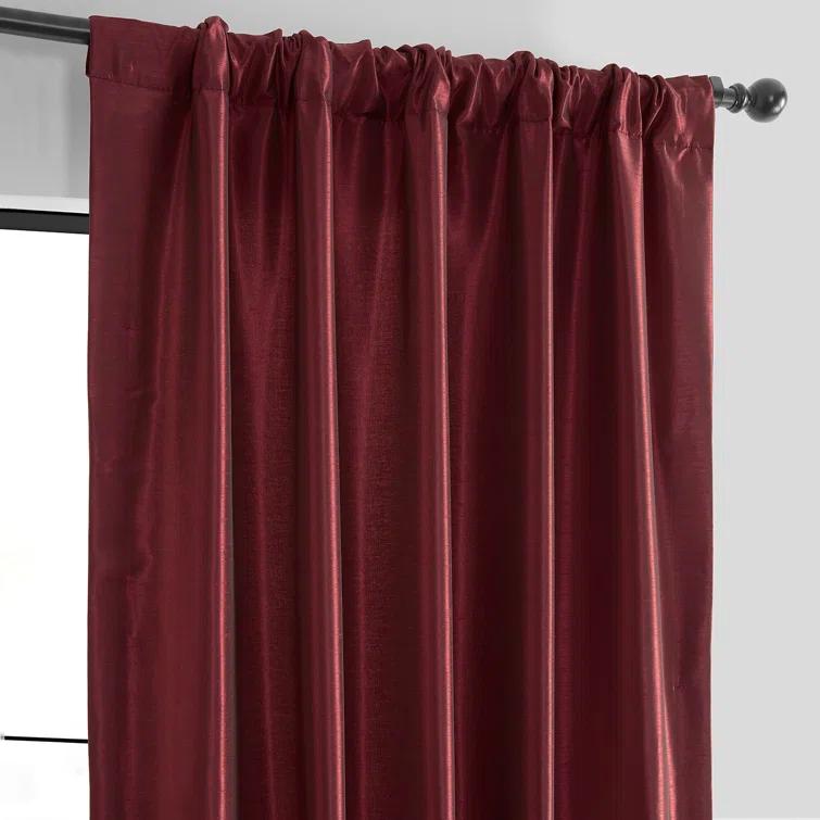 Rayne Vintage Textured Faux Dupioni Silk Room Darkening Curtains Window Single Curtain Panel