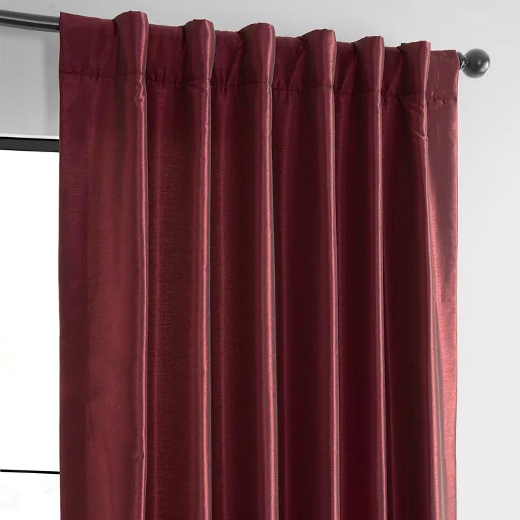 Rayne Vintage Textured Faux Dupioni Silk Room Darkening Curtains Window Single Curtain Panel