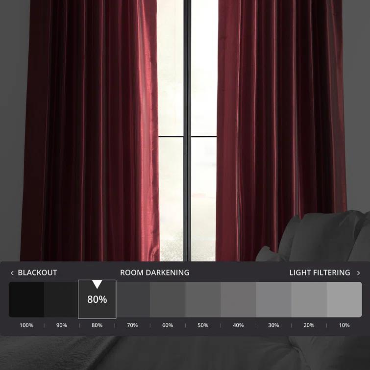 Rayne Vintage Textured Faux Dupioni Silk Room Darkening Curtains Window Single Curtain Panel