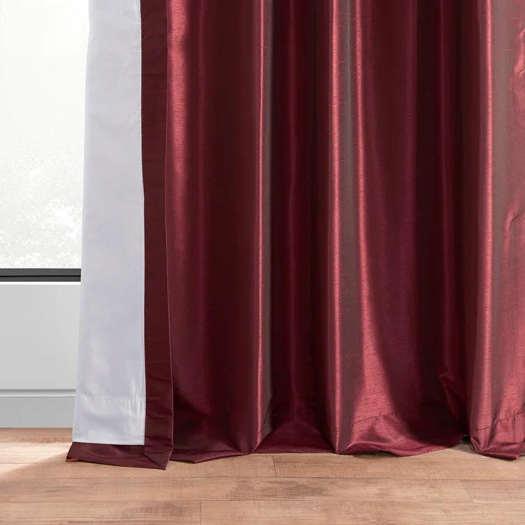 Rayne Vintage Textured Faux Dupioni Silk Room Darkening Curtains Window Single Curtain Panel