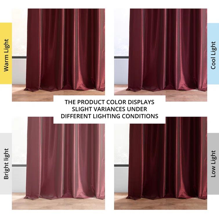 Rayne Vintage Textured Faux Dupioni Silk Room Darkening Curtains Window Single Curtain Panel