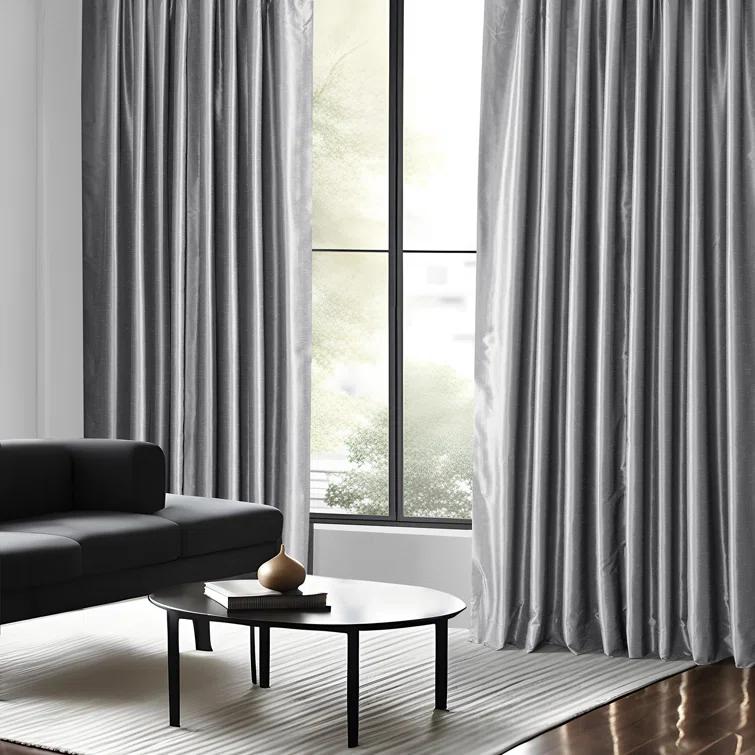 Rayne Vintage Textured Faux Dupioni Silk Room Darkening Curtains Window Single Curtain Panel