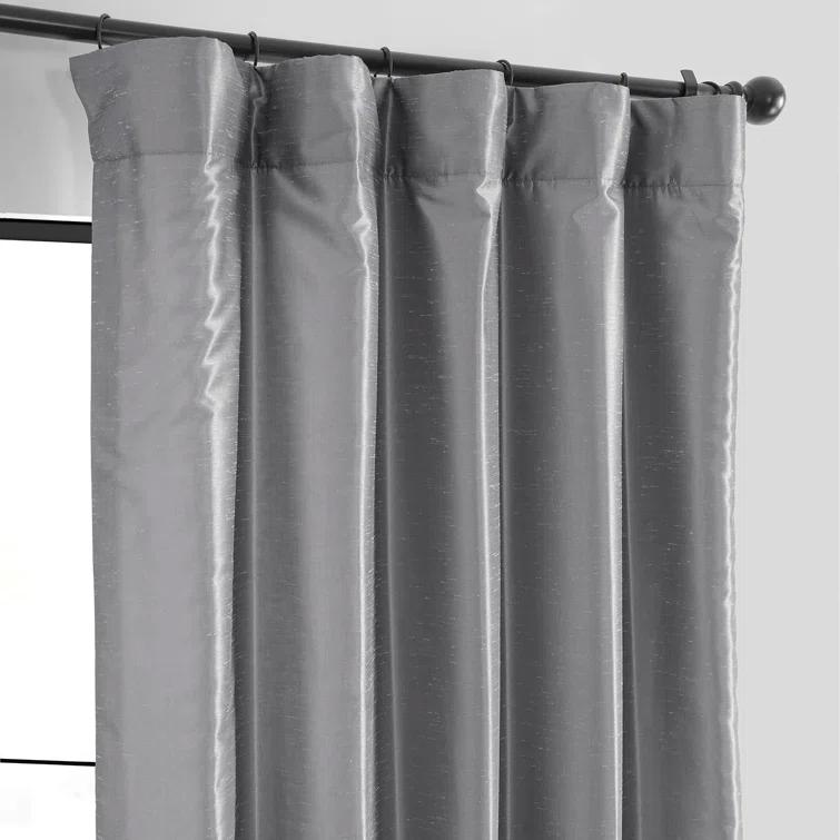 Rayne Vintage Textured Faux Dupioni Silk Room Darkening Curtains Window Single Curtain Panel