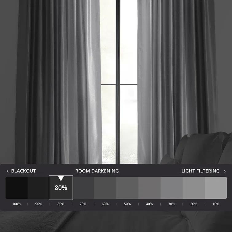 Rayne Vintage Textured Faux Dupioni Silk Room Darkening Curtains Window Single Curtain Panel
