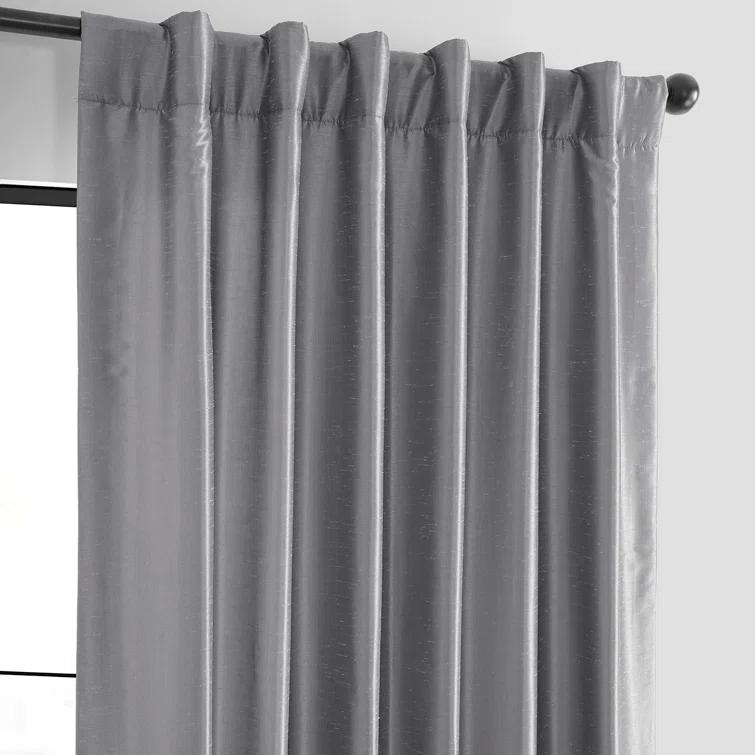 Rayne Vintage Textured Faux Dupioni Silk Room Darkening Curtains Window Single Curtain Panel