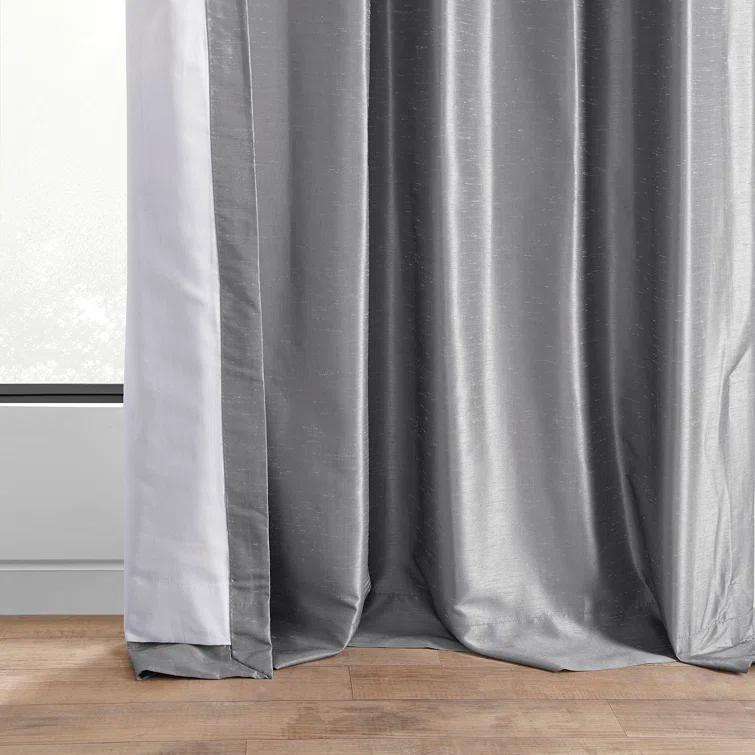 Rayne Vintage Textured Faux Dupioni Silk Room Darkening Curtains Window Single Curtain Panel