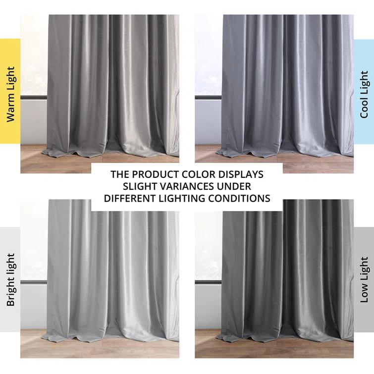 Rayne Vintage Textured Faux Dupioni Silk Room Darkening Curtains Window Single Curtain Panel