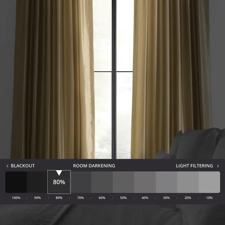 Rayne Vintage Textured Faux Dupioni Silk Room Darkening Curtains Window Single Curtain Panel