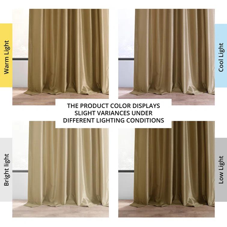 Rayne Vintage Textured Faux Dupioni Silk Room Darkening Curtains Window Single Curtain Panel