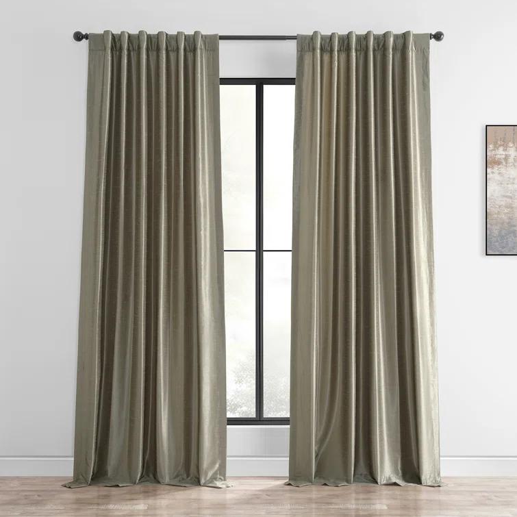 Rayne Vintage Textured Faux Dupioni Silk Room Darkening Curtains Window Single Curtain Panel
