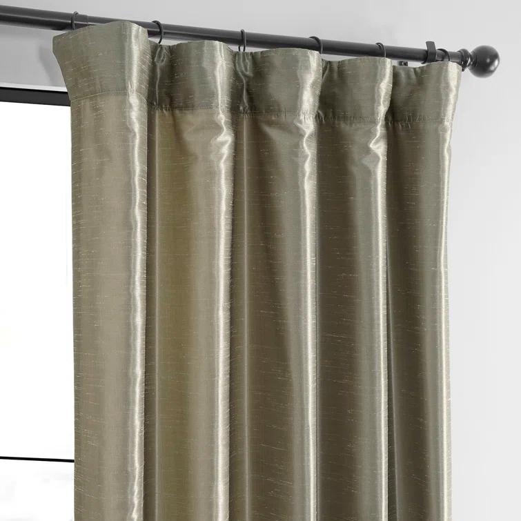 Rayne Vintage Textured Faux Dupioni Silk Room Darkening Curtains Window Single Curtain Panel