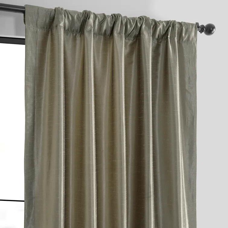Rayne Vintage Textured Faux Dupioni Silk Room Darkening Curtains Window Single Curtain Panel