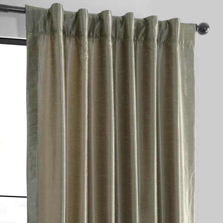 Rayne Vintage Textured Faux Dupioni Silk Room Darkening Curtains Window Single Curtain Panel