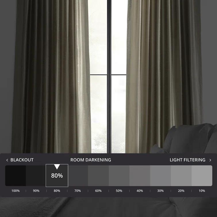 Rayne Vintage Textured Faux Dupioni Silk Room Darkening Curtains Window Single Curtain Panel